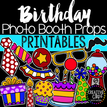 Preview of Birthday Photo Booth Props {Made by Creative Clips Clipart}