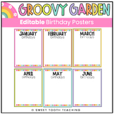 Birthday Posters | Groovy Garden Retro Decor | Editable