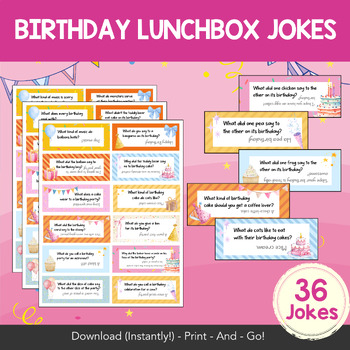 Birthday Lunch Box Jokes and Notes - Classroom Class Daily Jokes for ...