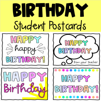 Birthday Student Postcards by Heavens to Betsey | TPT