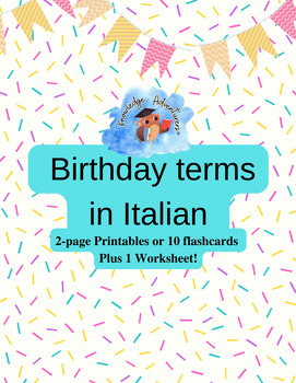 Preview of Birthday Terms in Italian