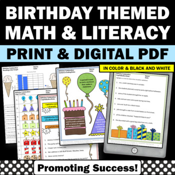 Preview of Special Education Math and Literacy Worksheets Morning Work Emergency Sub Plans
