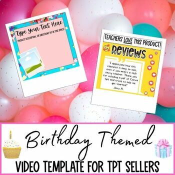 Preview of Birthday Themed Video Product Preview Mockup Editable Canva Template