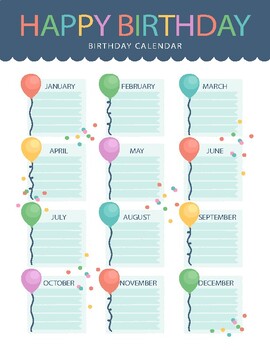 Preview of Birthday Tracker | Birthday Tracker Printable Template | Birthday Planner