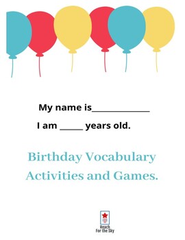 Preview of Birthday Vocabulary Games and Activities For Distance Learning.