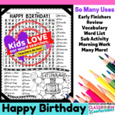 Birthday Word Search Activity Puzzle