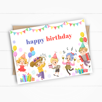 Preview of Birthday card - Happy kids - Ready to print