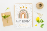 Birthday card - printable file - Rainbow Style Printable B