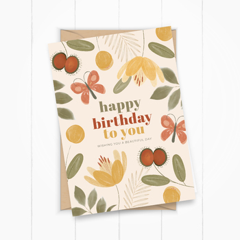 Preview of Birthday card - watercolor floral birthday card - Ready to print
