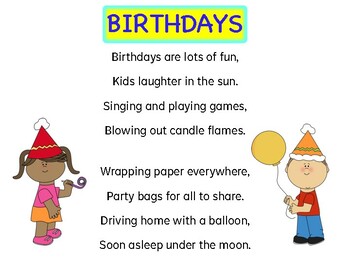 Birthdays (Rhyming Poem) by Nettie's Teacher Basket | TPT