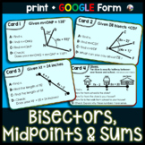 Bisectors Midpoints and Sums Task Cards Activity - print a