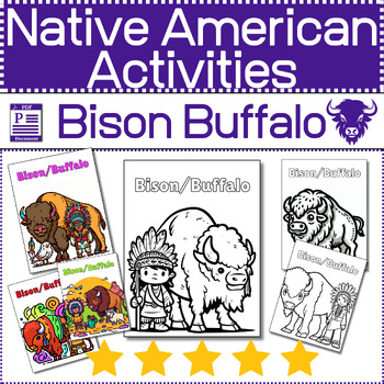 Preview of Bison Buffalo - Southwest Native American ⭐ Activities Coloring Pages & Clip Art