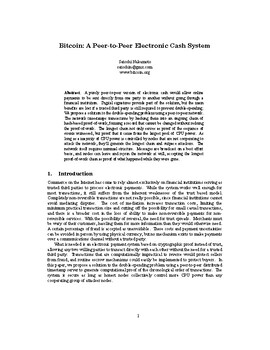 Bitcoin: A Peer-to-Peer Electronic Cash System by Salah ...