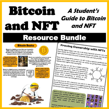 Preview of Bitcoin and NFT - Reading Comprehension, Station, PPT, Worksheets, Activities