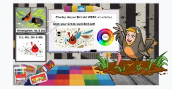 Preview of Bitmoji Art Classroom . Virtual Elementary Art . Charley Harper . Winter Art