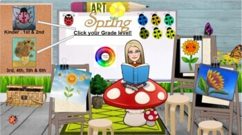 Preview of Bitmoji Art Room . Spring . Sunflowers. Van Gogh . Ladybug . Virtual classroom