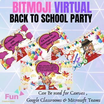 Preview of Bitmoji Back to School Party, Open House Google Slides - Editable - Canva