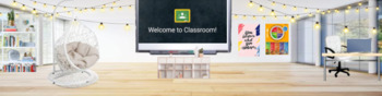 Preview of Bitmoji Banner for google classroom (white lights room)