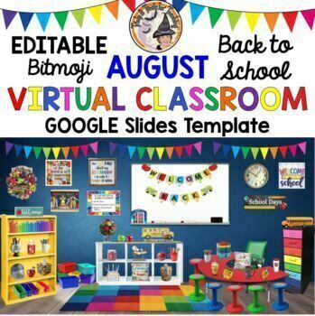 Preview of Bitmoji Classroom Back to School August Digital Editable Google Slides