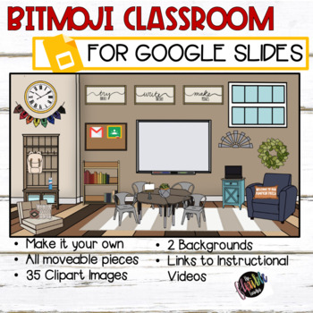 Preview of Bitmoji Classroom | Bitmoji Clipart | Virtual Classroom Template