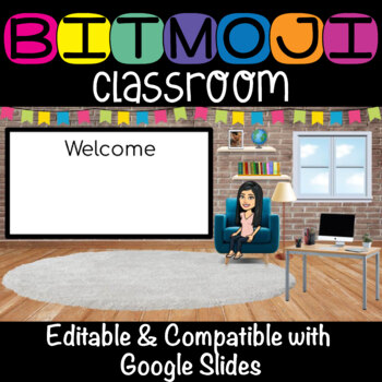 Bitmoji Classroom | Brick wall Colorful Classroom | BITMOJI | EDITABLE