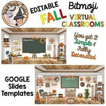 Preview of Bitmoji Classroom Fall September Virtual Editable Google Slides 