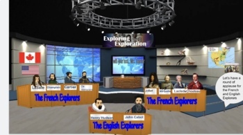Preview of French & English Explorers Talk Show Virtual Classroom w/Graphic Organizers