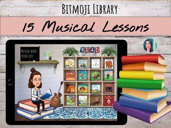 Preview of Bitmoji Classroom: Interactive Musical Library (15 Books!)