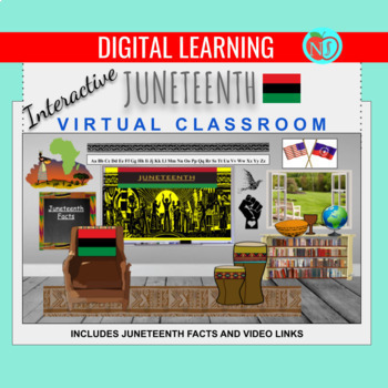 Preview of Bitmoji Classroom | JUNETEENTH Theme | 11 Slides | FACTS | Virtual Classroom
