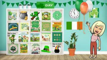 Preview of Bitmoji Classroom Library St. Patrick's Day Kinder, 1st, 2nd, 3rd, 4th, 5th