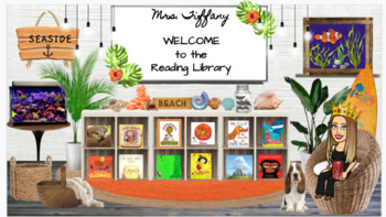 Preview of Bitmoji Classroom Reading Library Seaside Theme