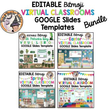 Preview of Bitmoji Classroom Spring Easter March April BUNDLE Virtual Google Slides