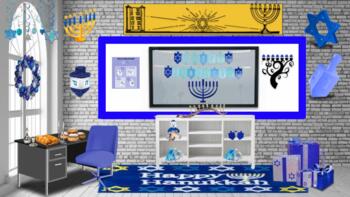 Preview of Bitmoji  Classroom Template Happy Hanukkah/Chanukah! Distance Learning