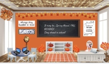 Preview of Bitmoji Classroom Template thanksgiving fall  Home office distance learning 