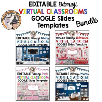 Preview of Bitmoji Classroom Winter Valentines BUNDLE Virtual Editable Google Slides