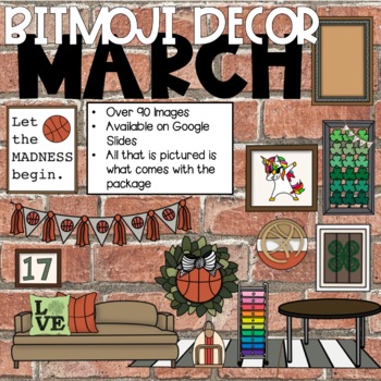 Preview of Bitmoji Decor | March Bitmoji Decor | Basketball St Patricks | Digital Classroom