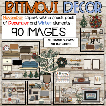 Preview of Bitmoji Decor | November | Early Winter | Clipart | Digital Classroom Clipart
