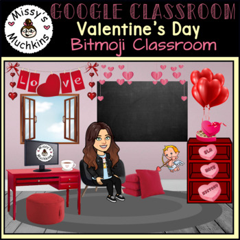 Preview of Bitmoji Google Classroom Template - 25 VALENTINE'S Elements - Distance Learning