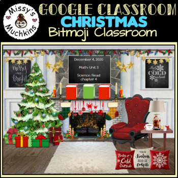 Preview of Bitmoji Google Classroom Template - 26 Christmas Elements - Distance Learning