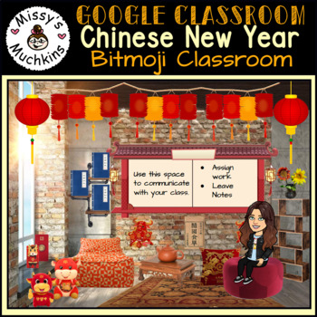 Preview of Bitmoji Google Classroom Template - 30 Chinese New Year elements - Distance Ed