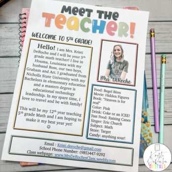 Meet The Teacher Newsletter Template | EDITABLE | Google Slides