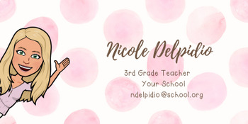 Preview of Bitmoji Personalized Teacher Email Signature | Gold Polka Dots