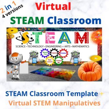 Preview of Bitmoji STEAM Classroom - STEM virtual Manipulative Activities - Robots Theme