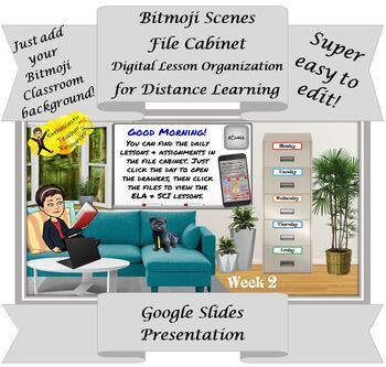 Preview of Bitmoji Scene File Cabinet Digital Lesson Organization for Distance Learning
