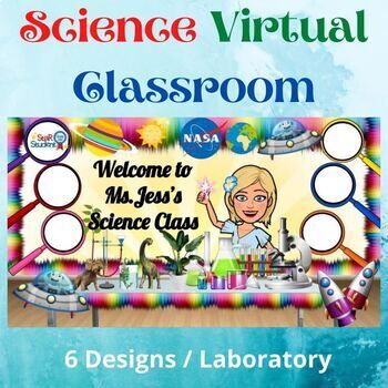 Preview of Bitmoji Science Virtual Classroom - Google slides Science Laboratory -Canva 2020