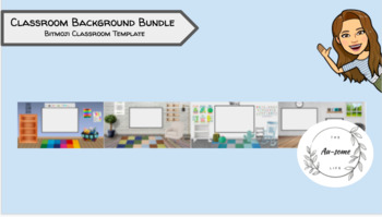 Preview of Bitmoji Virtual Classroom Backgrounds Popular Themes Bundle