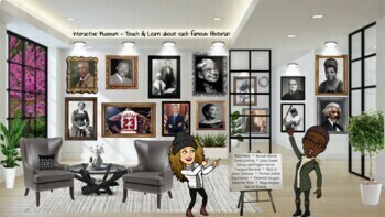 Preview of Bitmoji Virtual Classroom Black History Museum (with links)