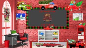 Preview of Bitmoji Virtual Classroom Christmas Tree Truck/Winter  Distance Learning