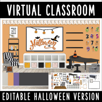 Preview of Bitmoji Virtual Classroom | Halloween + Editable