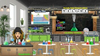 Preview of Bitmoji Virtual Classroom Science Lab (with links)